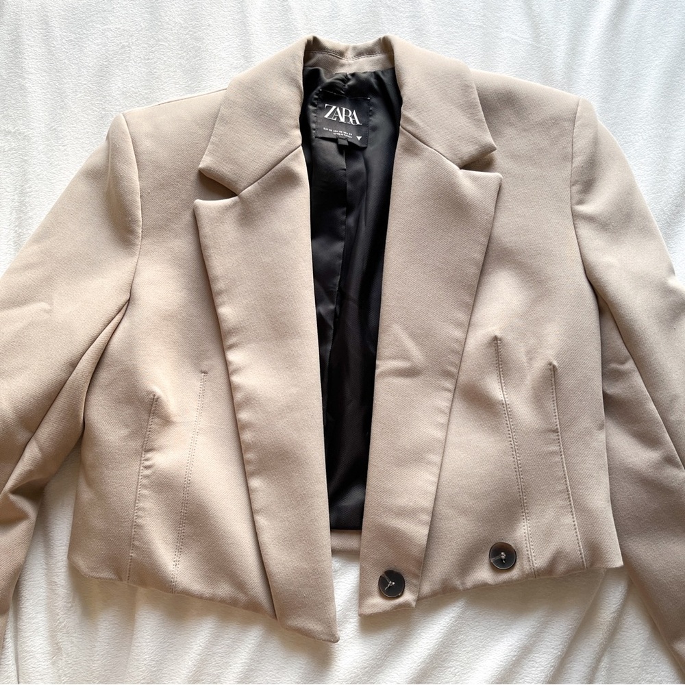 Zara High Collared Cropped Blazer